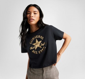 Converse Chuck Taylor Patch Cropped T-Shirt Noir | AM0751984