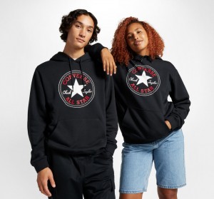 Converse Converse Go-To All Star Patch Standard-Fit Fleece Pullover Hoodie Noir | JQ1049862