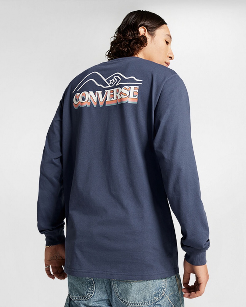 Converse All Star D'hiver Chill Long-Sleeve T-Shirt Bleu | HE4590832