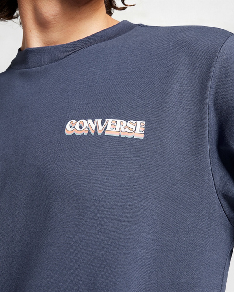 Converse All Star D'hiver Chill Long-Sleeve T-Shirt Bleu | HE4590832