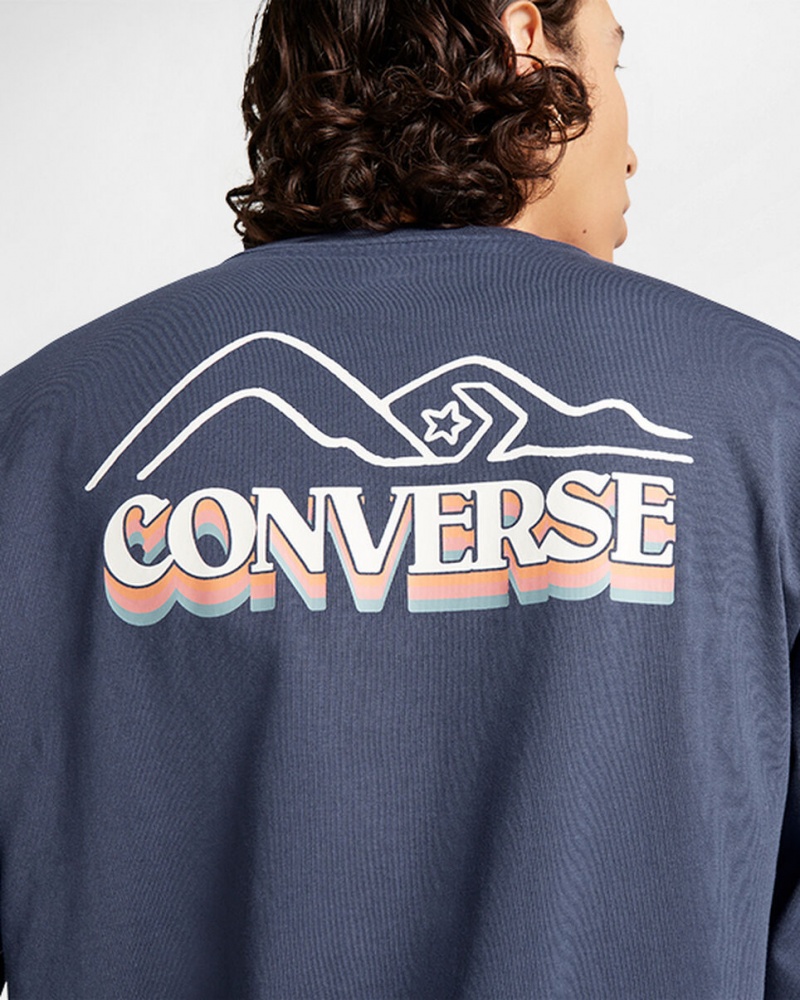 Converse All Star D'hiver Chill Long-Sleeve T-Shirt Bleu | WA8612935