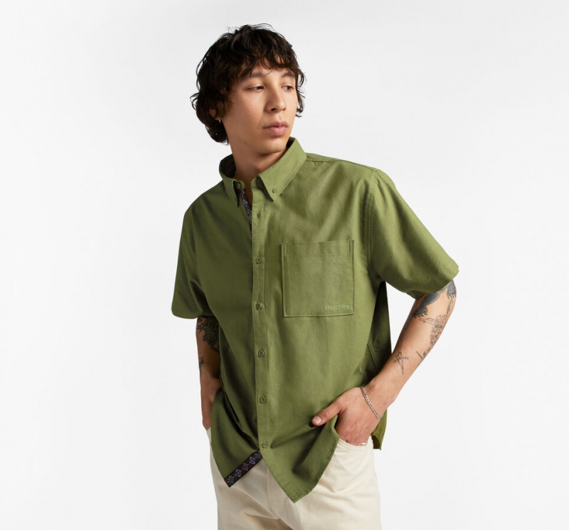 Converse Basic Woven Corta Sleeve Shirt Vert | US4791832