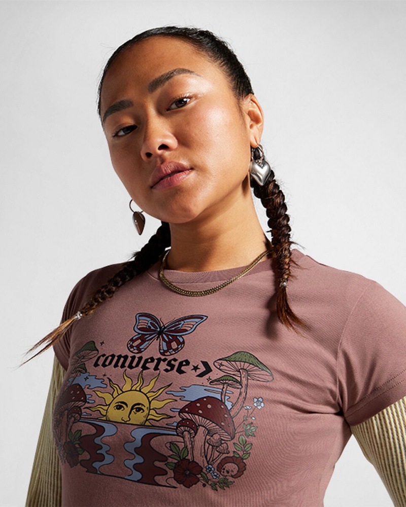 Converse Blooming Skate T-Shirt Saddle | XW9753624