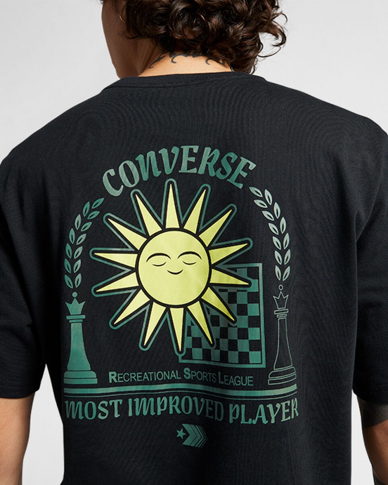 Converse Chess League Graphique T-Shirt Noir | HK6237014