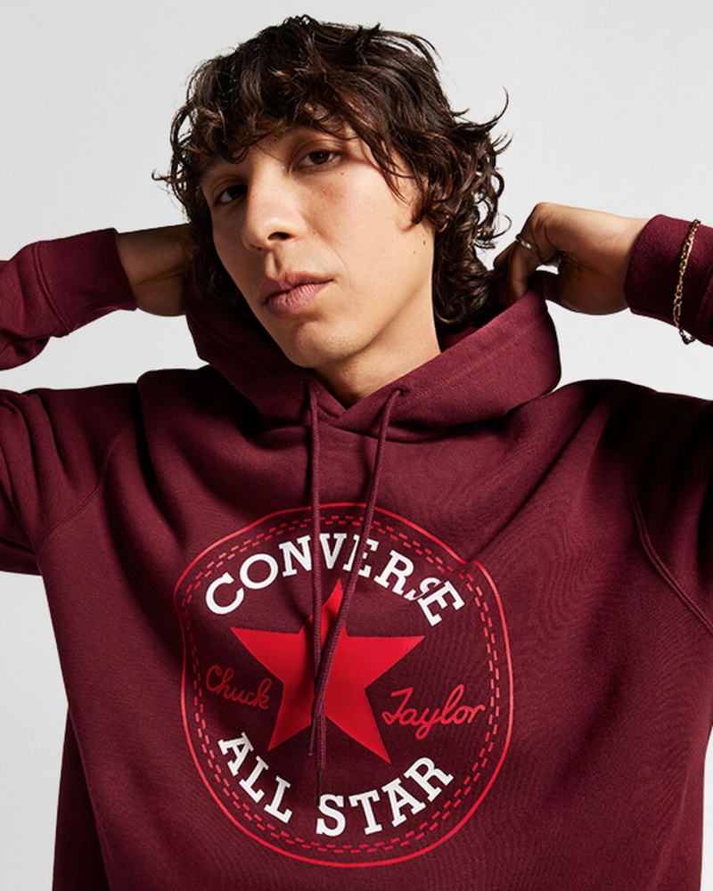 Converse Converse Go-To All Star Patch Standard-Fit Fleece Pullover Hoodie Noir | YH3510287