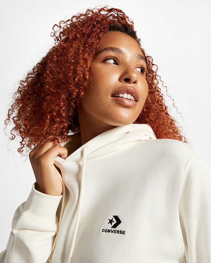 Converse Converse Go-To Embroidered Star Chevron Standard-Fit Fleece Hoodie Egret | SJ8126709