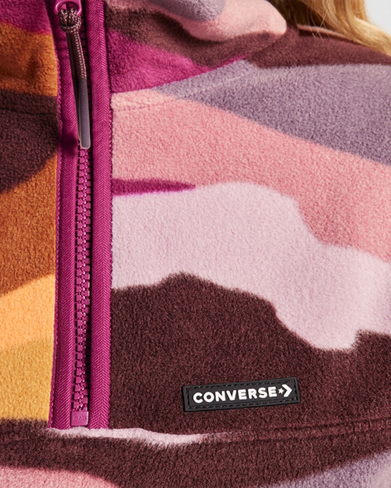 Converse Counter Climate Polar Fleece Abstract Half-Zip Popover Phantom Violet Multi | CG5604198