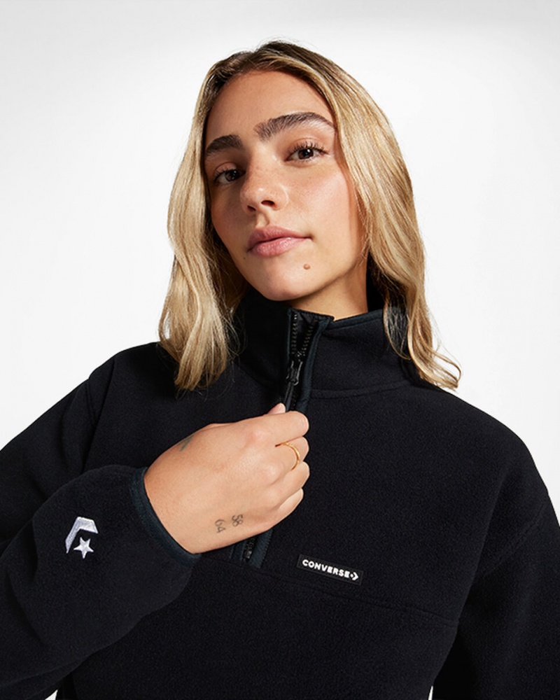 Converse Counter Climate Polar Fleece Half-Zip Popover Noir | UO0415382