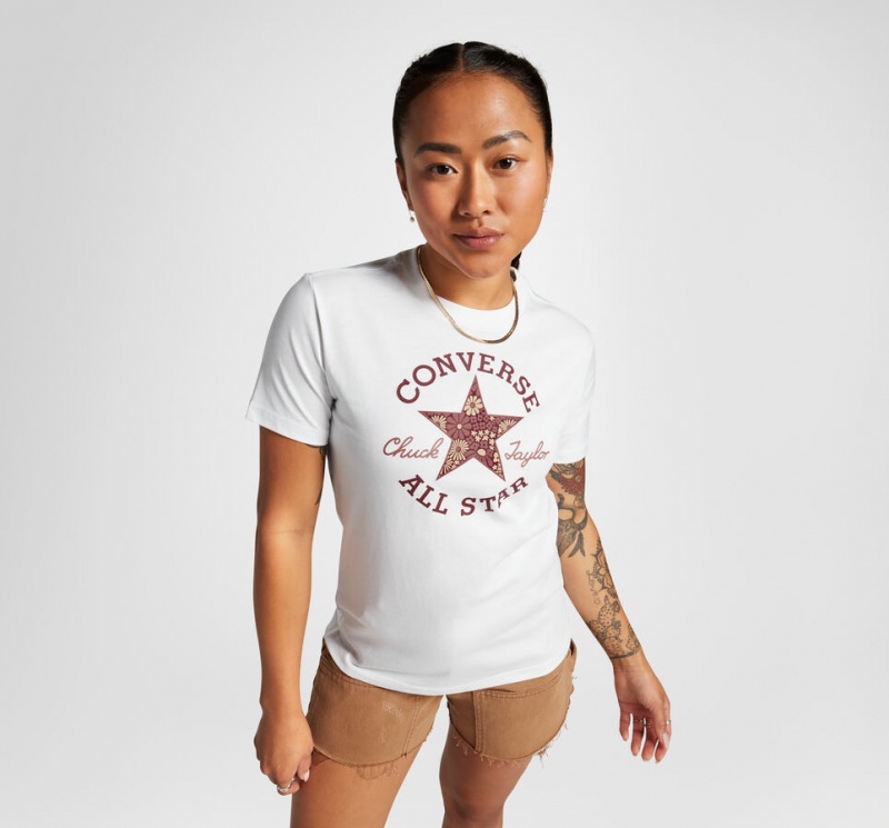 Converse Floral Patch T-Shirt Blanche | OW2680359