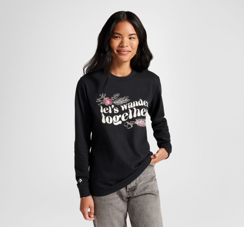 Converse Let's Wander Together Long Sleeve T-Shirt Noir | ES2184693