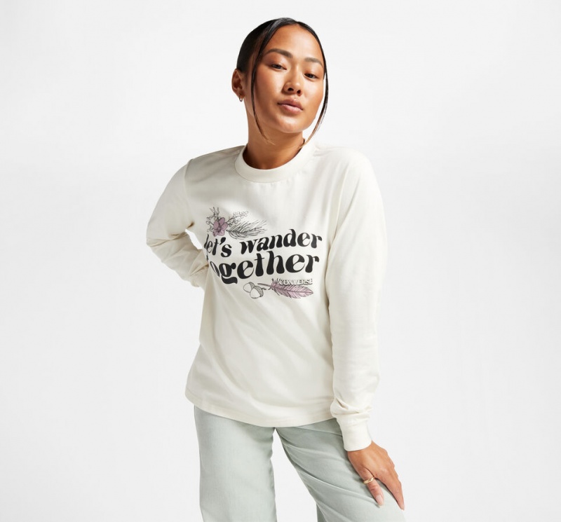 Converse Let's Wander Together Long Sleeve T-Shirt Egret | TB1896302