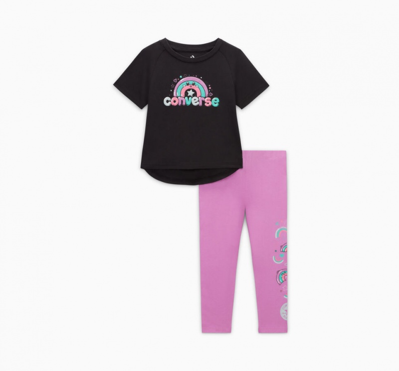 Converse Rainbow Floral T-Shirt & Leggings Set Grape Fizz | PQ2710354