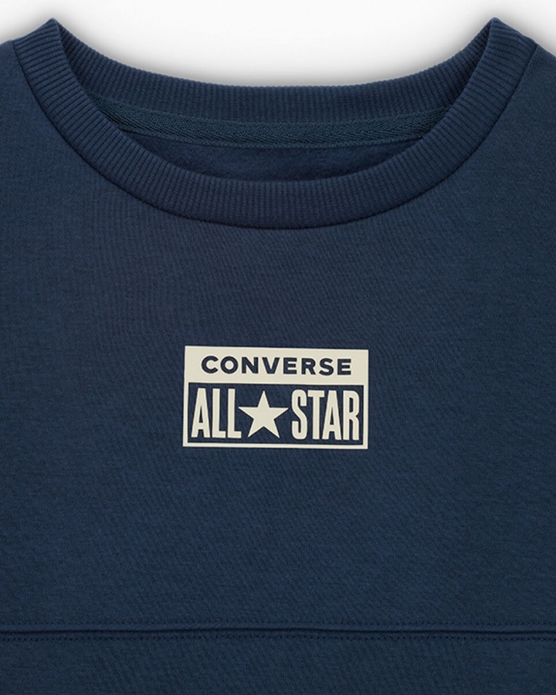 Converse Relaxed Fleece Crew Bleu Marine | DR8695371