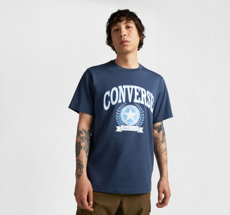 Converse Retro Collegiate Graphique T-Shirt Bleu Marine | TO4325901